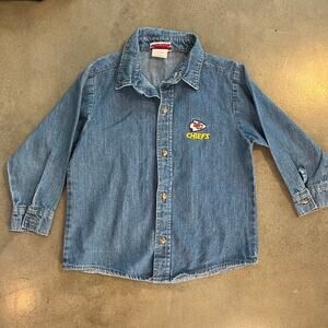 Vintage Brandon Sportswear Kansas City Chiefs denim button down shirt boys 5T